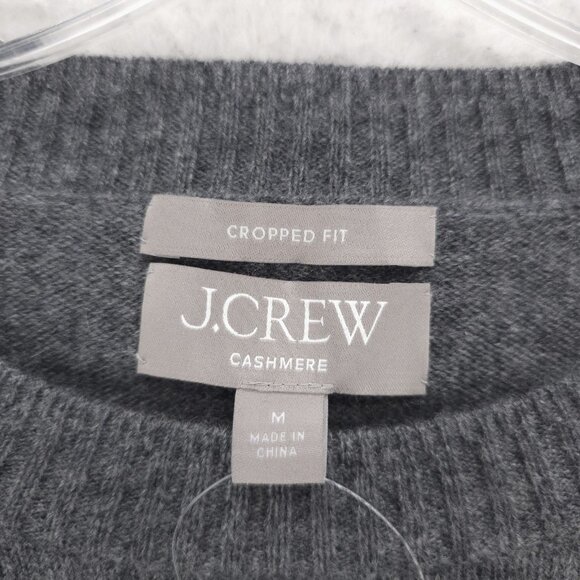 NWT J CREW 100% Cashmere Shrunken Crewneck Sweater HEATHER CHARCOAL Cropped MED - Picture 5 of 8